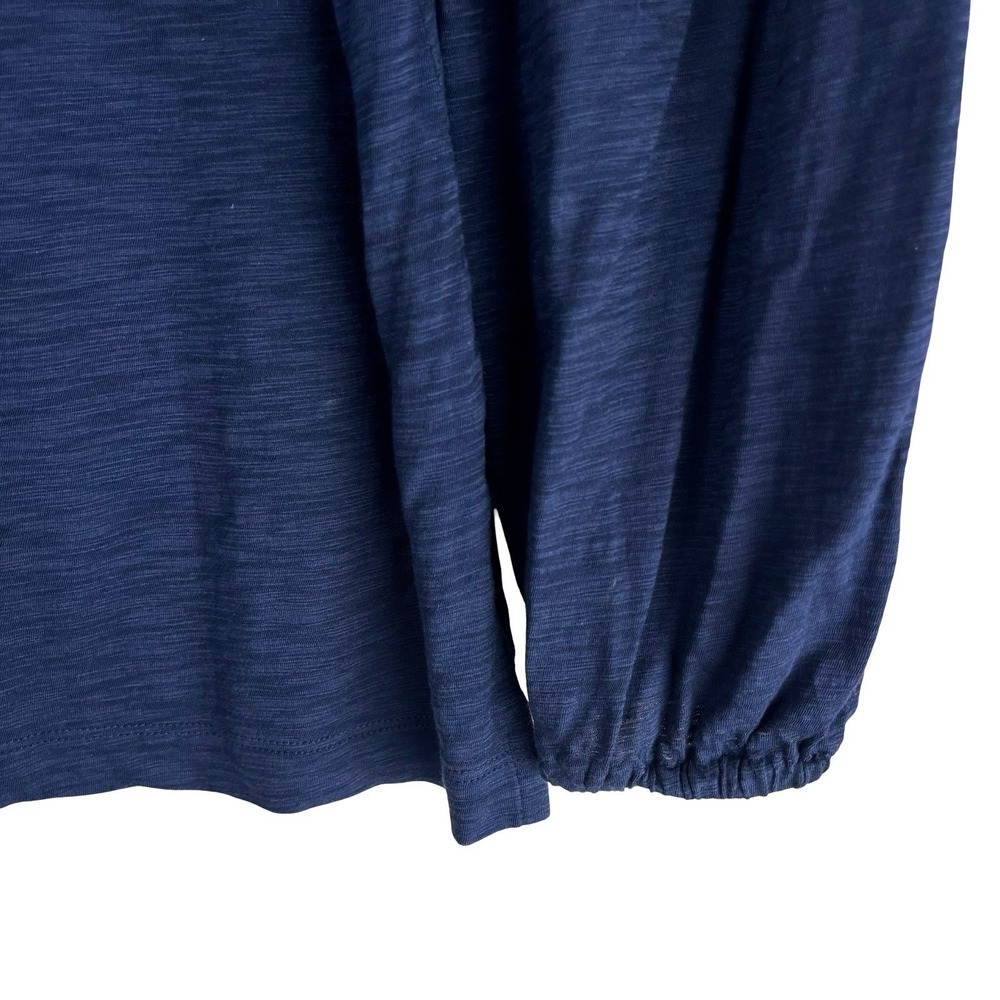 Lilly Pulitzer Kalissa Navy Blue‎ Top Tunic Medium Pink Tassel Trim Long Sleeve - Picture 5 of 9